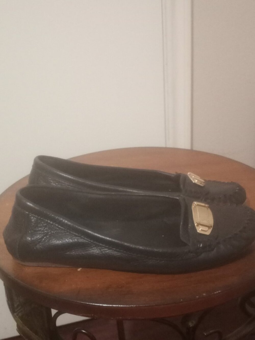Coach Harper Black Pebbled Leather Buckle Loafer Flats Women's Size 8.5B
